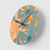 Contemporary Leaf Design in Peach bdge Runde Wanduhr (Winkel)