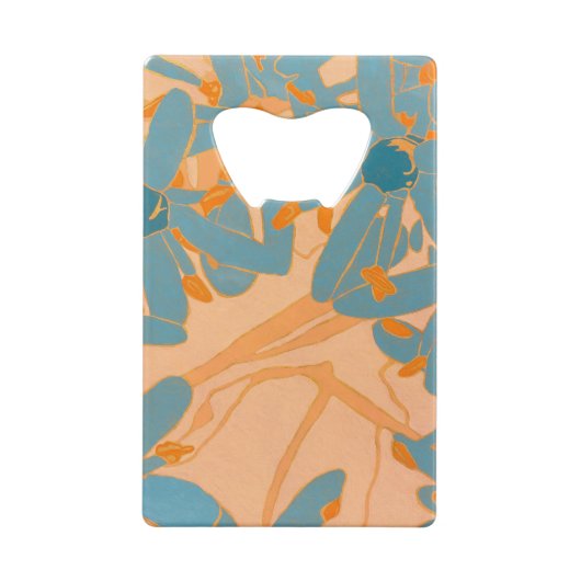 Contemporary Leaf Design in Peach Bottleopener Geldbeutel Flaschenöffner (Rückseite)