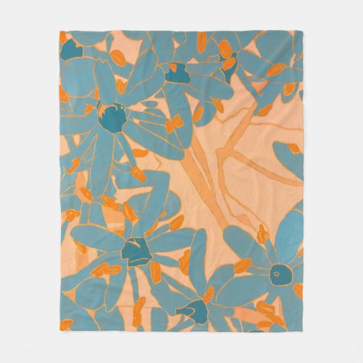 Contemporary Leaf Design in Peach Fleecedecke (Vorderseite)
