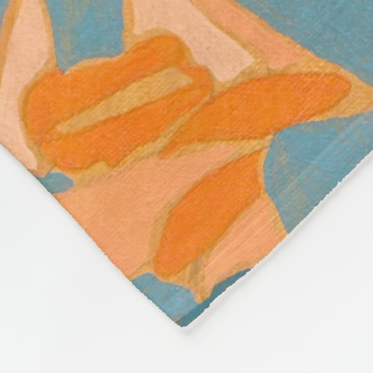 Contemporary Leaf Design in Peach  Fleecedecke (Ecke)