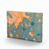 Contemporary Leaf Design in Peach  Fotoblock (Rechts)