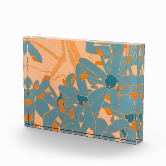 Contemporary Leaf Design in Peach Fotoblock (Rechts)