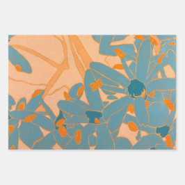 Contemporary Leaf Design in Peach  Geschenkpapier Set