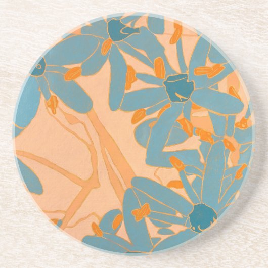 Contemporary Leaf Design in Peach Getränkeuntersetzer (Vorne)