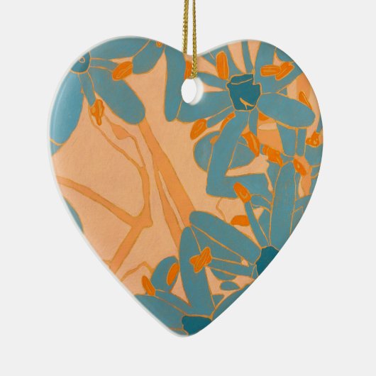 Contemporary Leaf Design in Peach Keramik Ornament (Rechts)