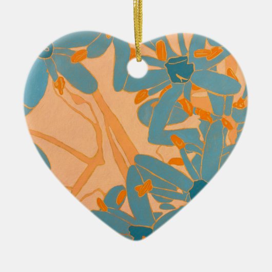 Contemporary Leaf Design in Peach Keramik Ornament (Vorne)