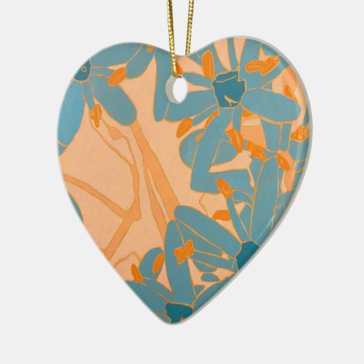 Contemporary Leaf Design in Peach Keramik Ornament (Links)