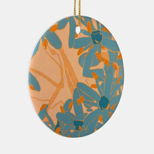 Contemporary Leaf Design in Peach Keramik Ornament (Rechts)
