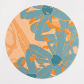 Contemporary Leaf Design in Peach Label Etiketten (Design 1)
