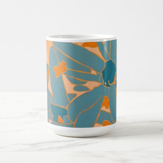 Contemporary Leaf Design in Peach Label Kaffeetasse (Mittel)