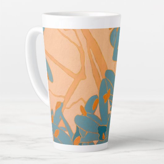 Contemporary Leaf Design in Peach Label Milchtasse (Linke Ecke)