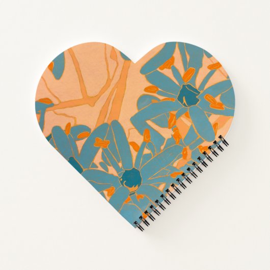 Contemporary Leaf Design in Peach Notizblock (Rückseite)