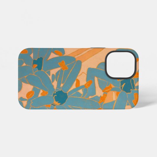 Contemporary Leaf Design in Peach Phone Cover iPhone Hülle (Rückseite (Horizontal))