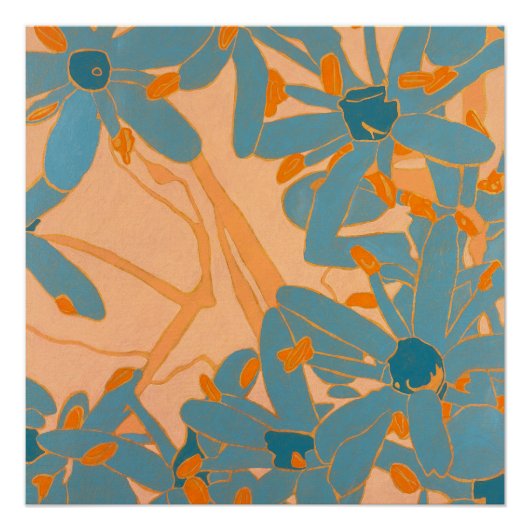 Contemporary Leaf Design in Peach Poster (Vorderseite)