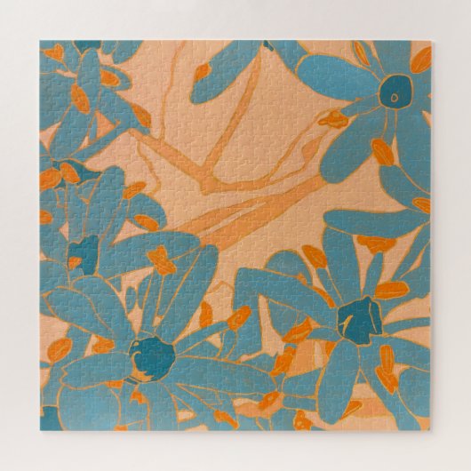 Contemporary Leaf Design in Peach Puzzle (Horizontal)
