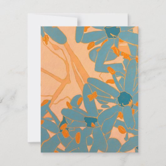 Contemporary Leaf Design in Peach  RSVP Karte (Vorderseite)