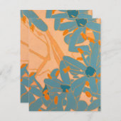 Contemporary Leaf Design in Peach  RSVP Karte (Vorne/Hinten)