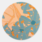 Contemporary Leaf Design in Peach  Runder Aufkleber (Vorderseite)