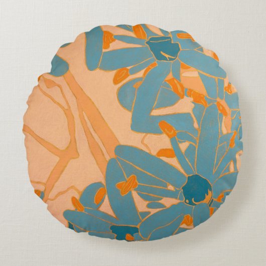 Contemporary Leaf Design in Peach Rundes Kissen (Vorderseite)