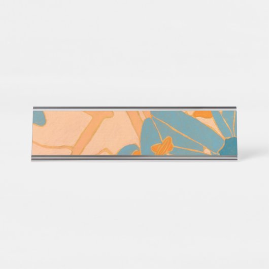 Contemporary Leaf Design in Peach Schreibtischnamensplakette (Vorderseite )