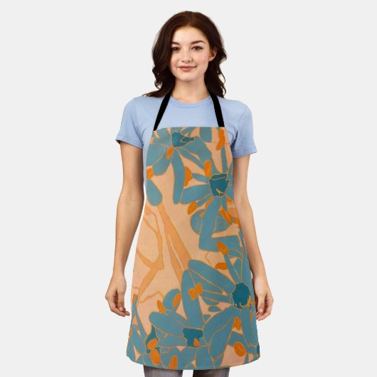 Contemporary Leaf Design in Peach Schürze (Getragen)