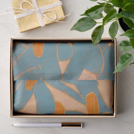 Contemporary Leaf Design in Peach Seidenpapier (Geschenk)