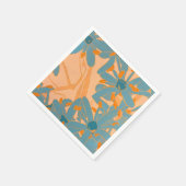 Contemporary Leaf Design in Peach Serviette (Ecke)