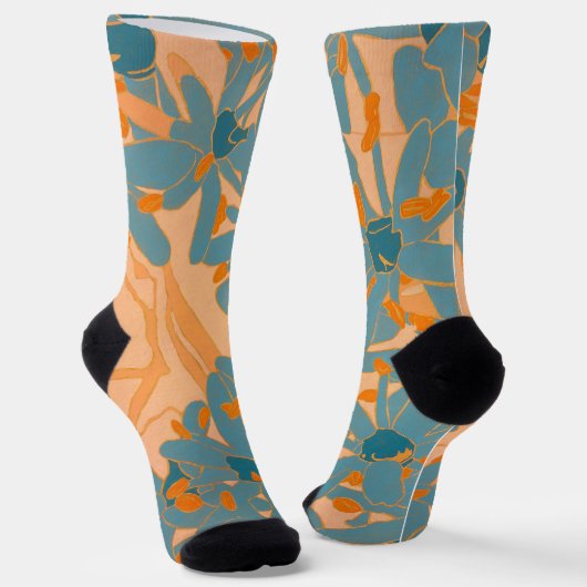 Contemporary Leaf Design in Peach Socken (Gewinkelt)
