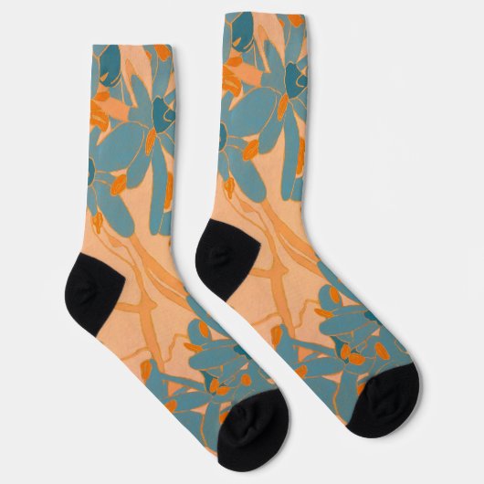Contemporary Leaf Design in Peach Socken (Rechts)