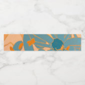 Contemporary Leaf Design in Peach Wasserflaschenetikett (Einzelnes Label)