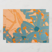 Contemporary Leaf Design Peach Dankeskarte (Vorne/Hinten)
