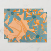 Contemporary Leaf Design Peach Dankeskarte (Vorne/Hinten)