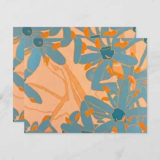Contemporary Leaf Design Peach Dankeskarte (Vorne/Hinten)