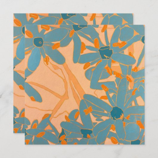 Contemporary Leaf Design Peach Dankeskarte (Vorne/Hinten)