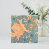 Contemporary Leaf Design Peach Dankeskarte (Stehend Vorderseite)