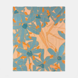 Contemporary Leaf Design Peach Fleecedecke