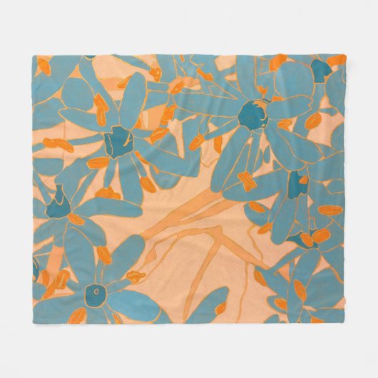 Contemporary Leaf Design Peach Fleecedecke (Vorderseite (Horizontal))