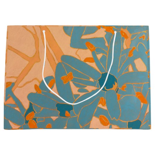 Contemporary Leaf Design Peach Große Geschenktüte (Vorderseite)