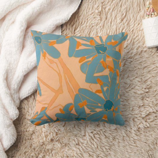 Contemporary Leaf Design Peach Kissen (Decke)