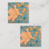 Contemporary Leaf Design Peach Mitteilungskarte (Vorne/Hinten)