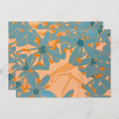 Contemporary Leaf Design Peach Mitteilungskarte (Vorne/Hinten)