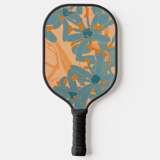 Contemporary Leaf Design Peach Pickleball Schläger (Rückseite)