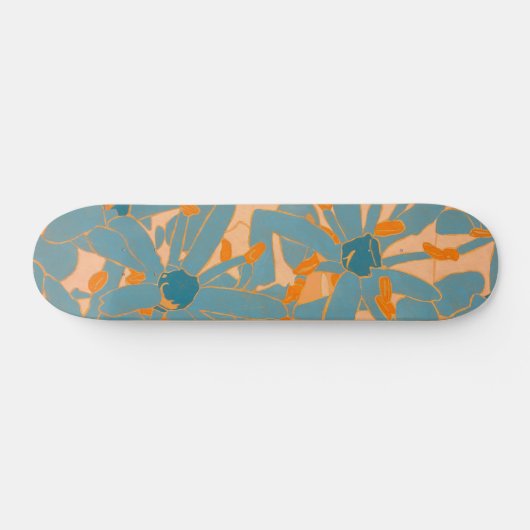 Contemporary Leaf Design Peach Skateboard (Horizontal)