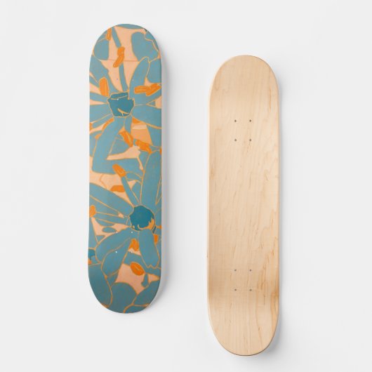 Contemporary Leaf Design Peach Skateboard (Vorderseite)