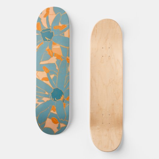 Contemporary Leaf Design Peach Skateboard (Vorderseite)