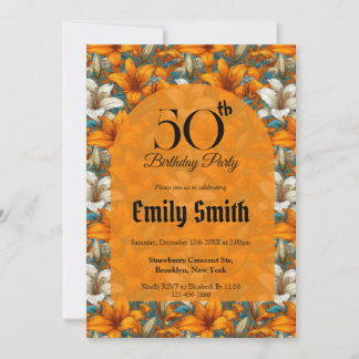 Contemporary Lilies Fantasy Milestone Birthday Einladung