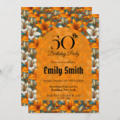 Contemporary Lilies Fantasy Milestone Birthday Einladung (Vorne/Hinten)