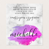 Contemporary Makeup Artist Elegant Kiss Marble Visitenkarten (Außenseite Aufgefaltet)