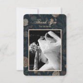 Contemporary Modern Black Floral Thank You Card Dankeskarte (Vorderseite)