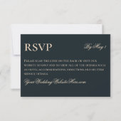 Contemporary Modern Black Floral Wedding RSVP Karte (Vorderseite)